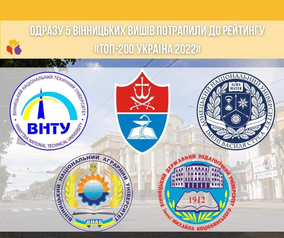 5 вишів Вінниччини потрапили до рейтингу «Топ-200 Україна 2022»