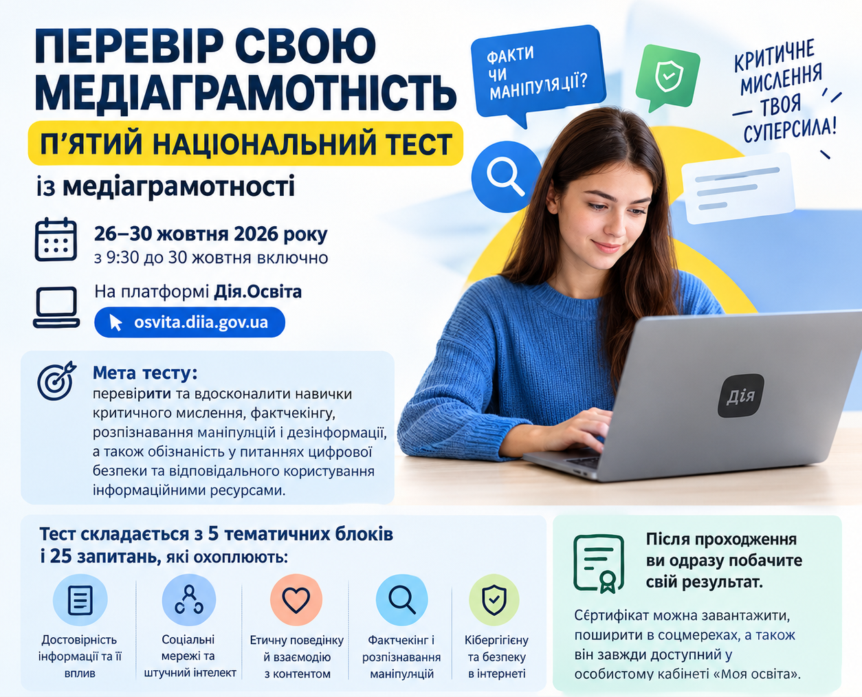Перевір свою медіаграмотність: стартує п’ятий Національний тест!